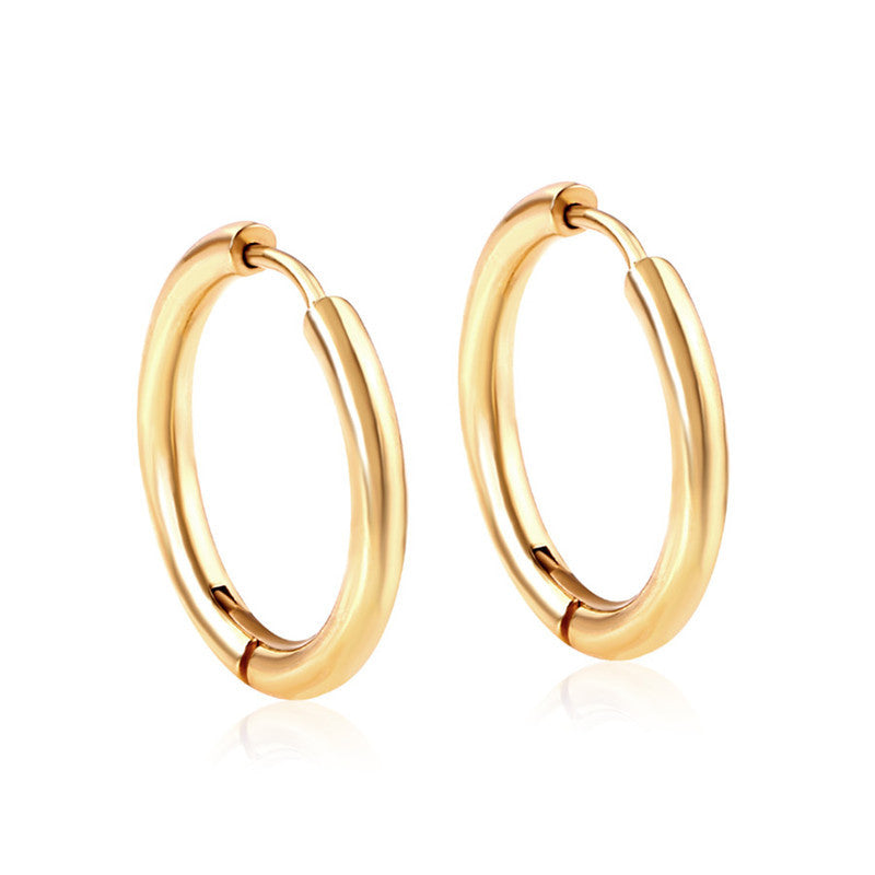 Manufacturers Stock Round Earrings, Stainless Steel Vacuum Environmental Protection Plating Circle Earrings, European And American Simple Round Wire Earrings