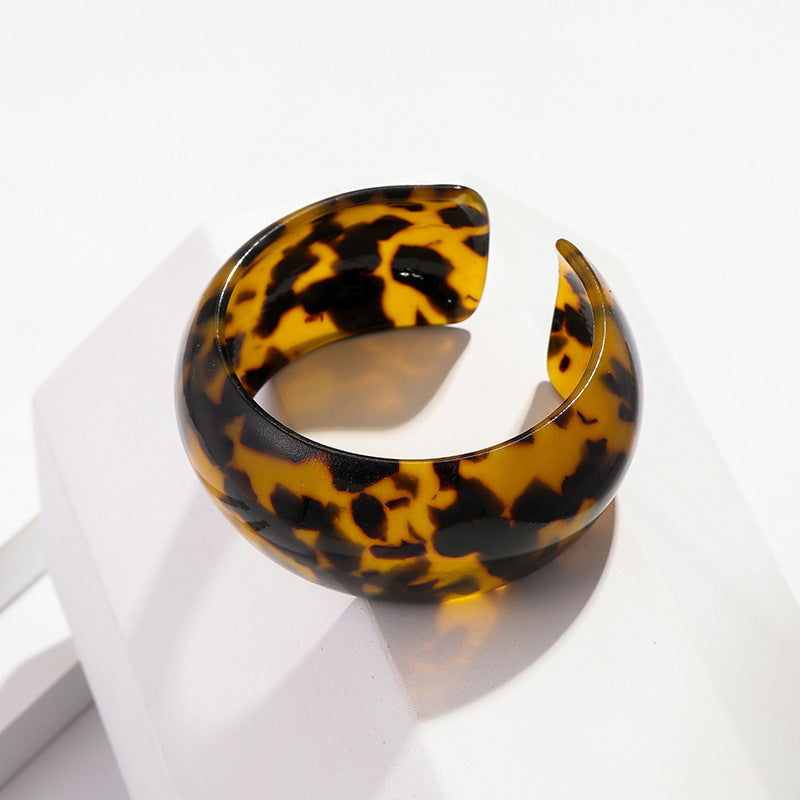 Women's Leopard Print Cellulose Acetate Sheet Open-ended Bracelets