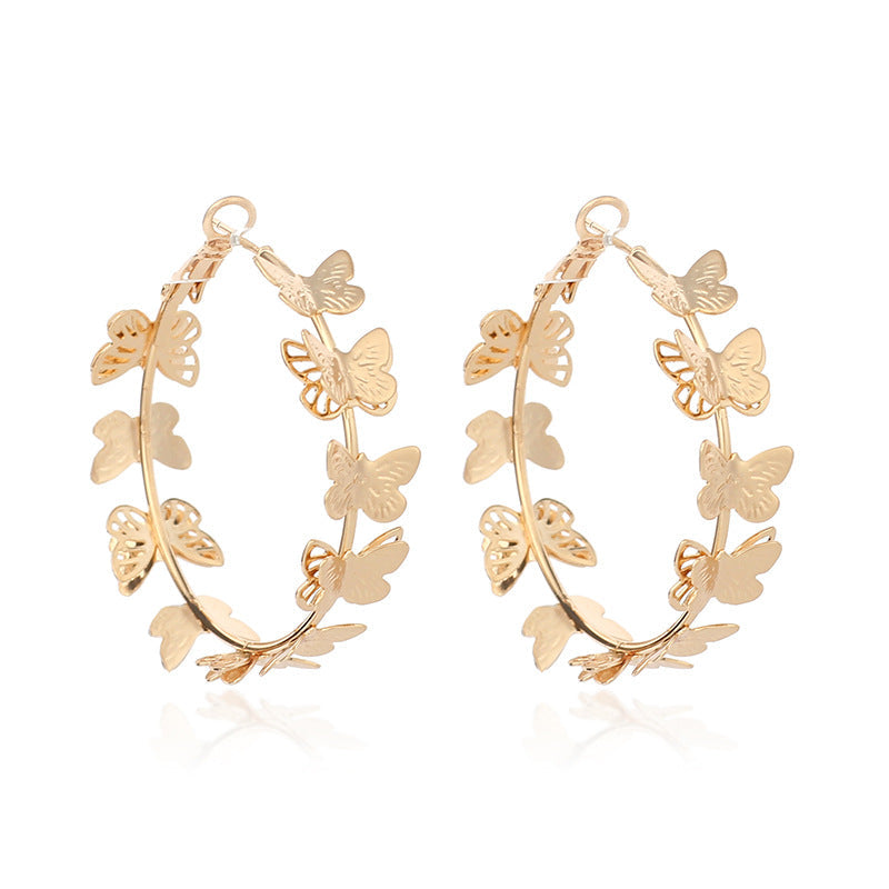Golden Butterfly Flying Metal Stall Geometric Stud Earrings