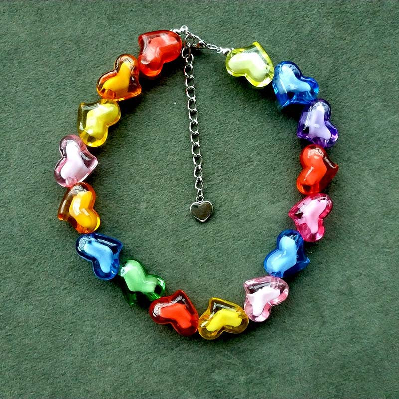 Heart Ornament Valentine's Day Acrylic Beads Love Necklaces