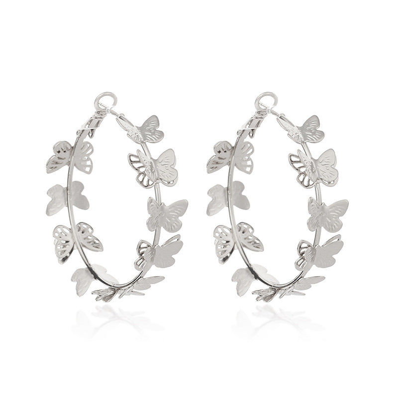 Golden Butterfly Flying Metal Stall Geometric Stud Earrings