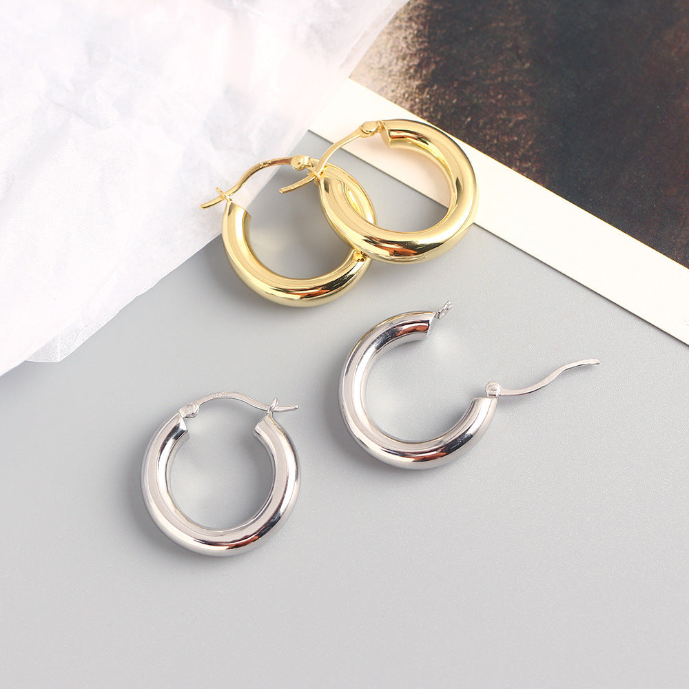 Fashion Style Gold-plated Titanium Steel Personalized Cold Sier Earrings