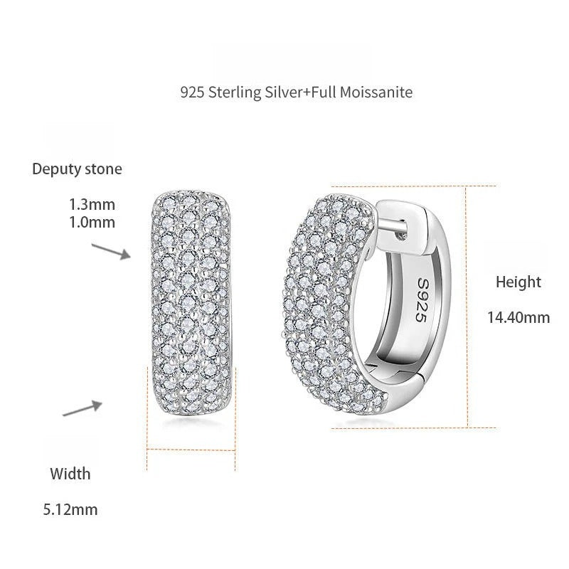 Double Row S925 Sterling Silver Stud Earrings with Premium D-Color VVS1 Moissanite – Timeless Geometric Design