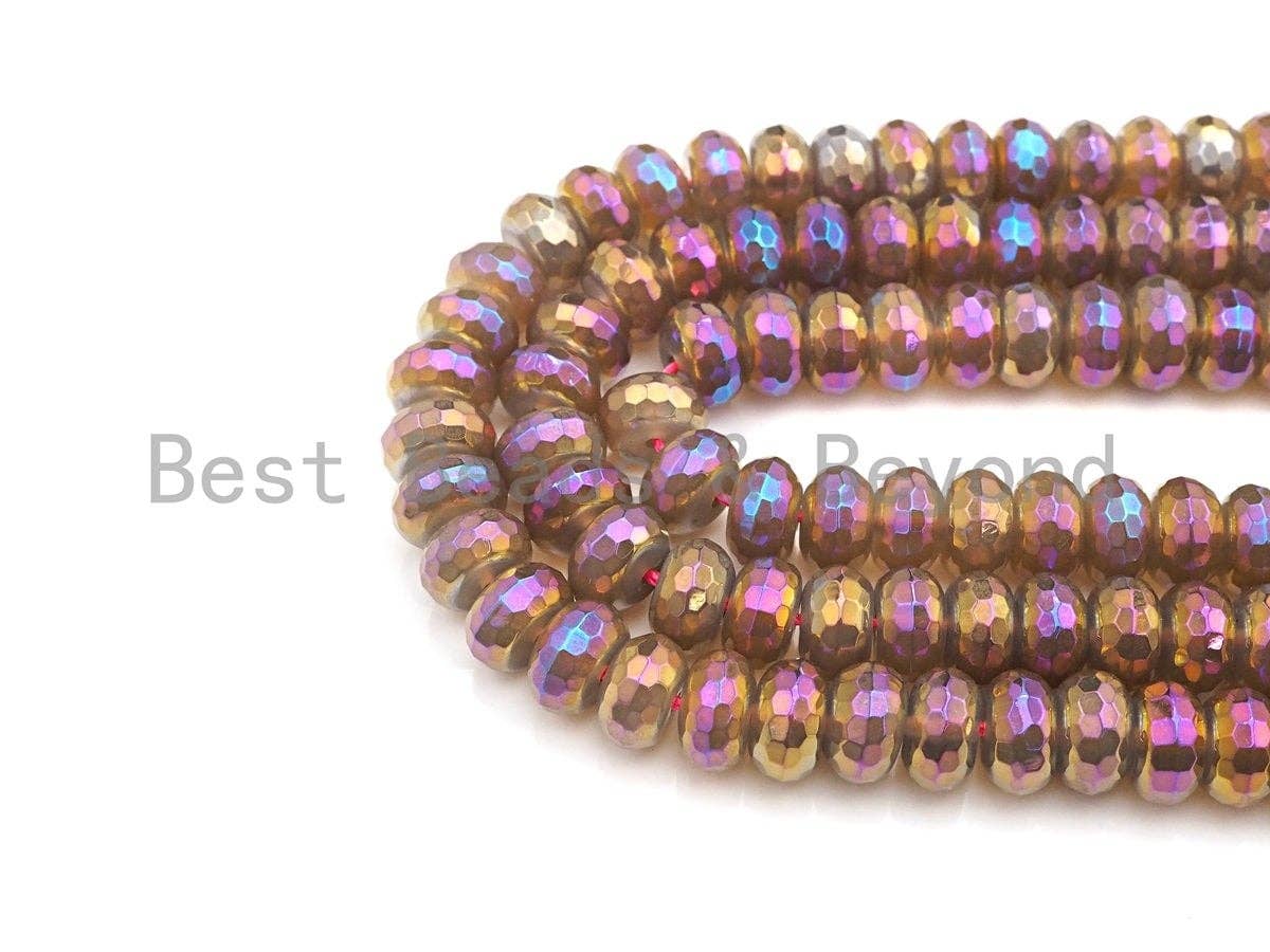 Mystic Plated Rainbow Agate Rondelle Shape Beads,  sku# UA39