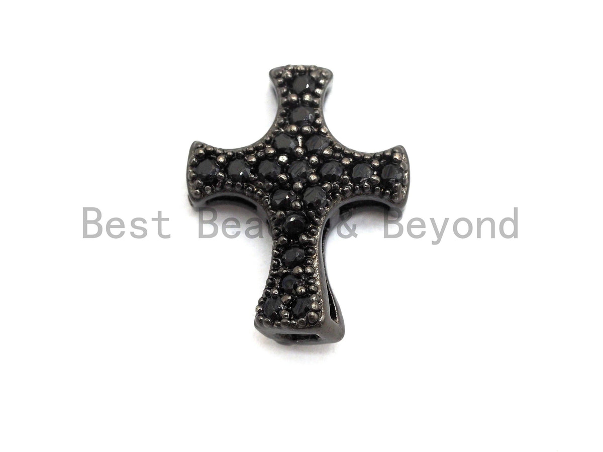 Black CZ Pave On Black Micro Pave Cross Spacer, sku#C100