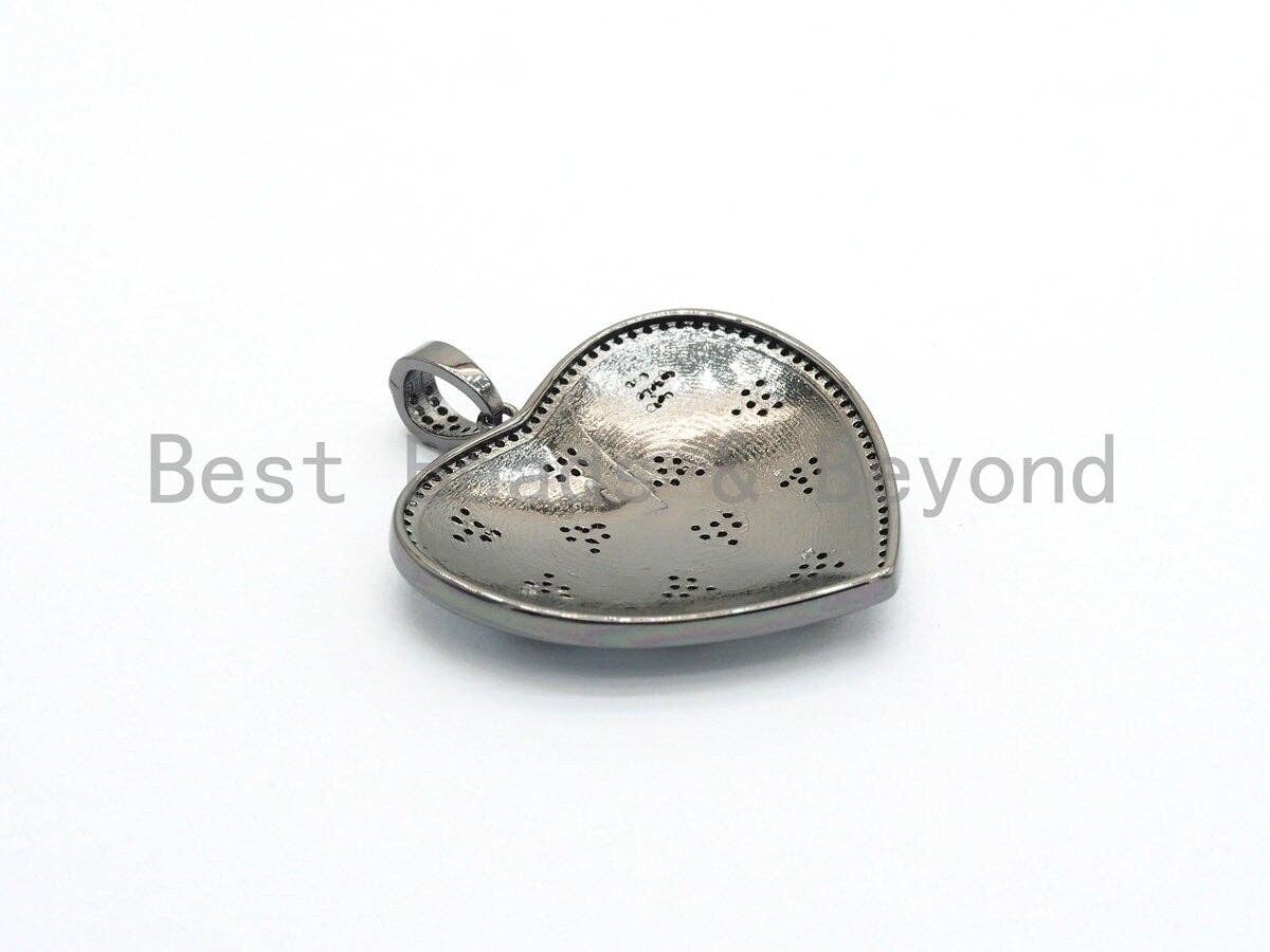 34*37mm Enamel Heart on Heart Pendant, CZ Micro Pave heart pendant, Enamel heart,Red/White/Pink/Blue Heart Focal Pendant, sku#F614