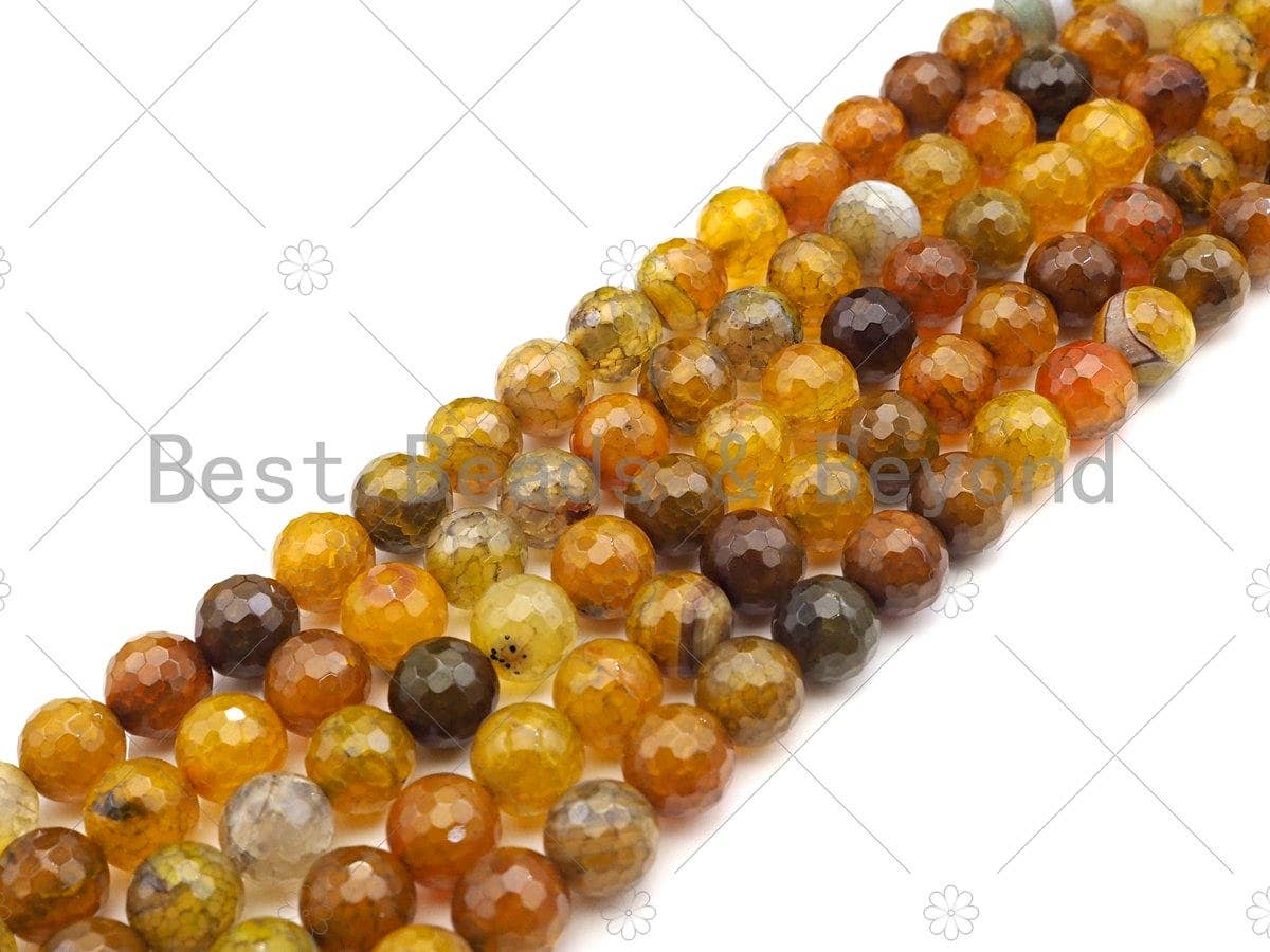 Golden Brown Speical Cut Faceted Fire Agate Beads, 6mm/8mm/10mm/12mm Faceted Fire Agate, 15.5'' Full Strand, SKU#UA192