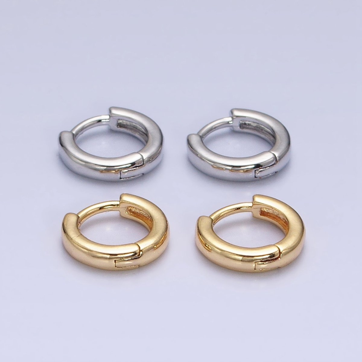 16K Gold Filled 10mm Minimalist Cartilage Huggie Earrings in Gold & Silver | AD-1090 AD-1091