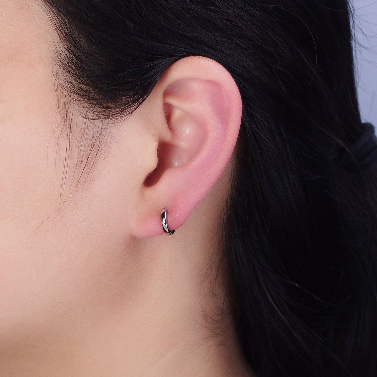 16K Gold Filled 10mm Minimalist Cartilage Huggie Earrings in Gold & Silver | AD-1090 AD-1091