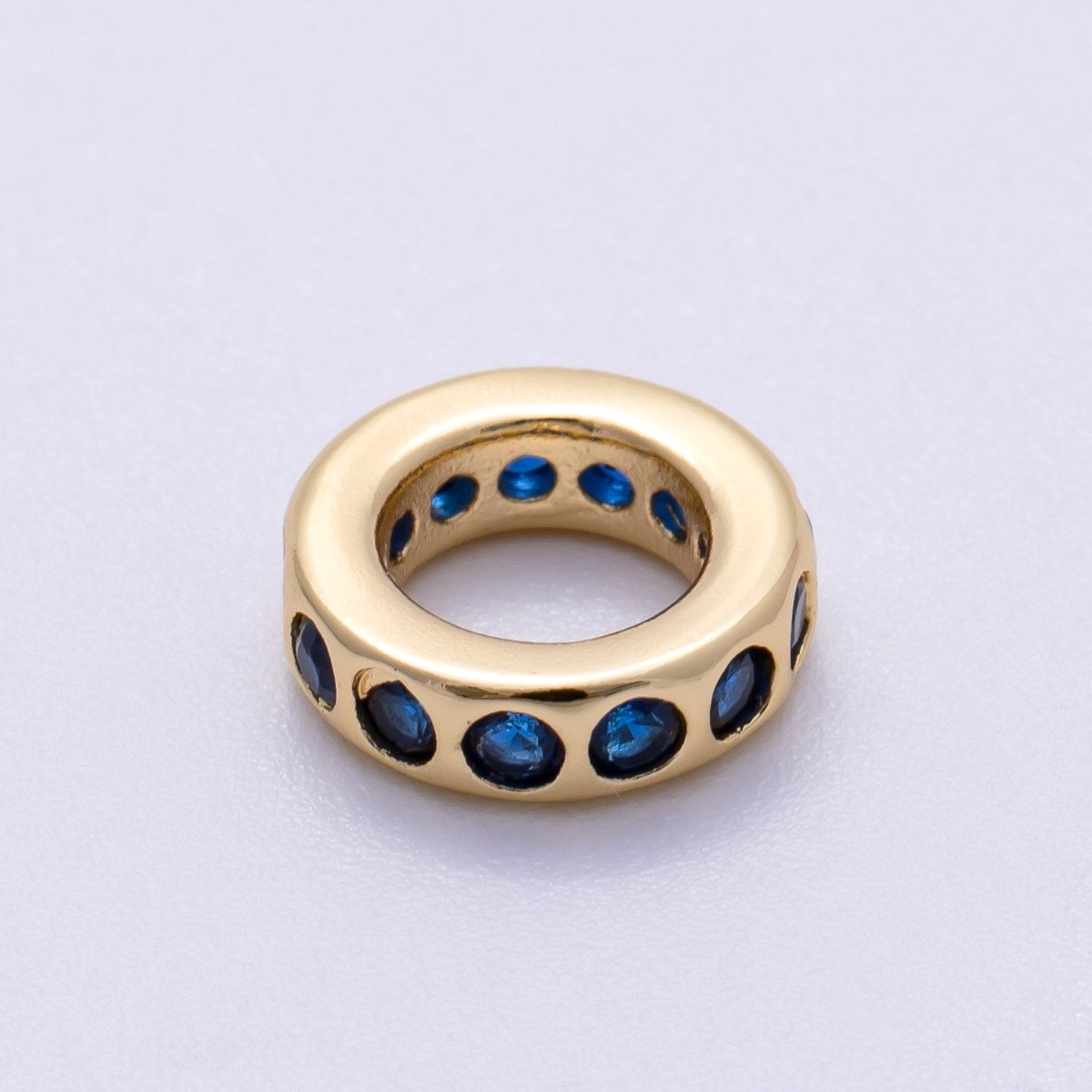 16K Gold Filled 10mm Personalized Round Dotted Birthstone CZ Rondelle Spacer Set | Beads-00248 ~ Beads-00259