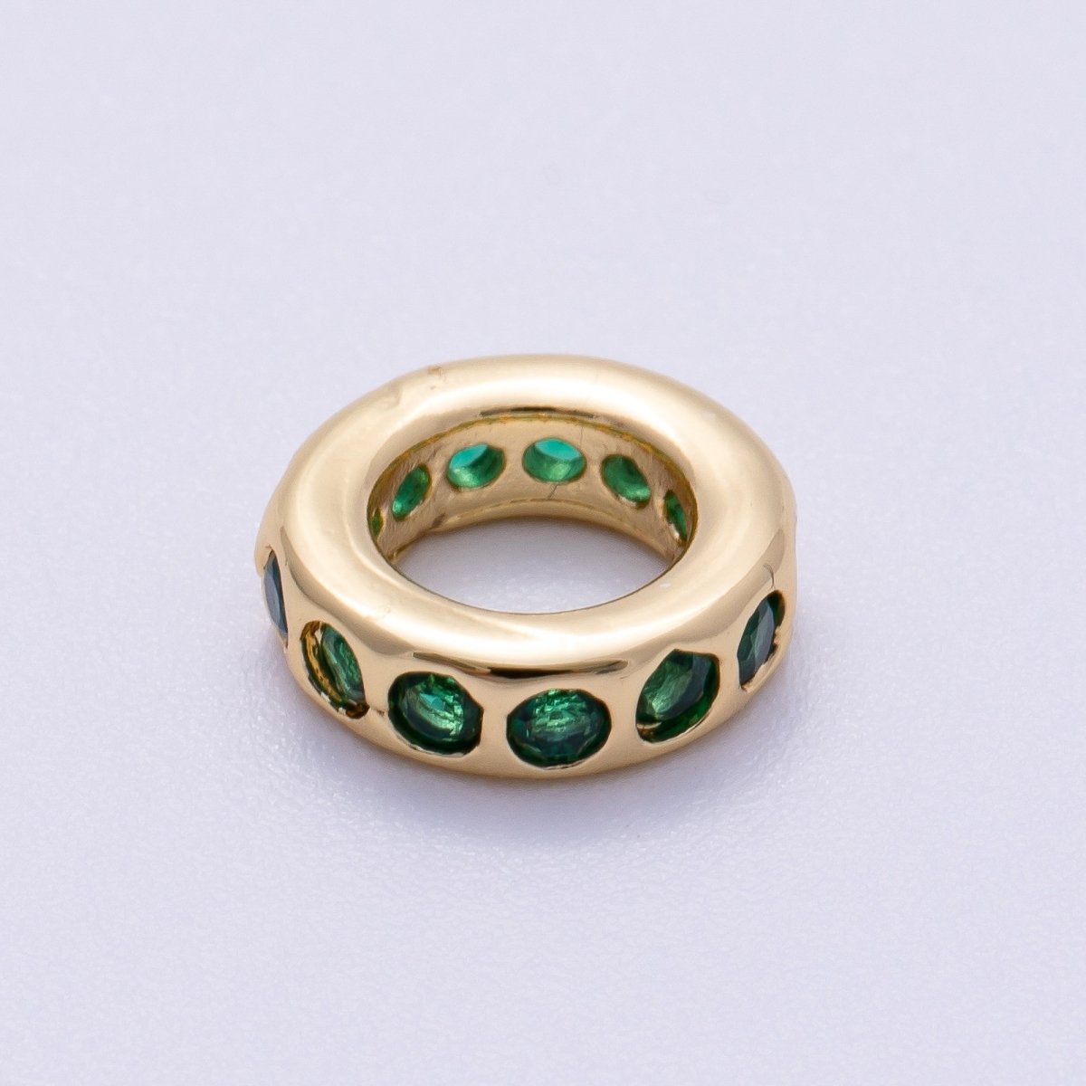 16K Gold Filled 10mm Personalized Round Dotted Birthstone CZ Rondelle Spacer Set | Beads-00248 ~ Beads-00259