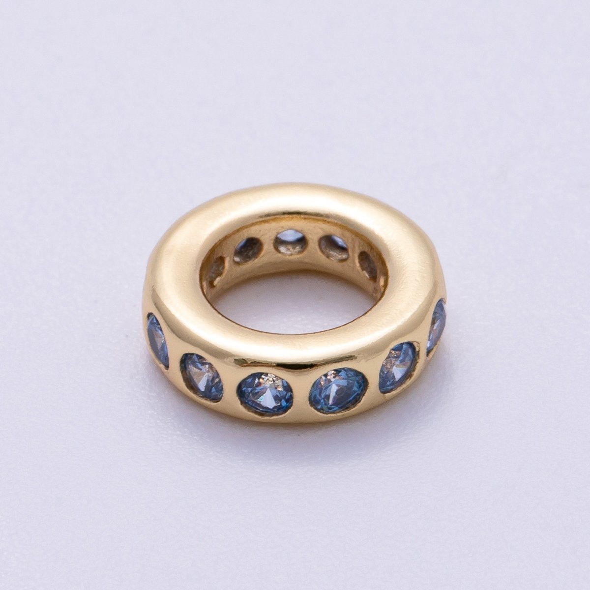 16K Gold Filled 10mm Personalized Round Dotted Birthstone CZ Rondelle Spacer Set | Beads-00248 ~ Beads-00259