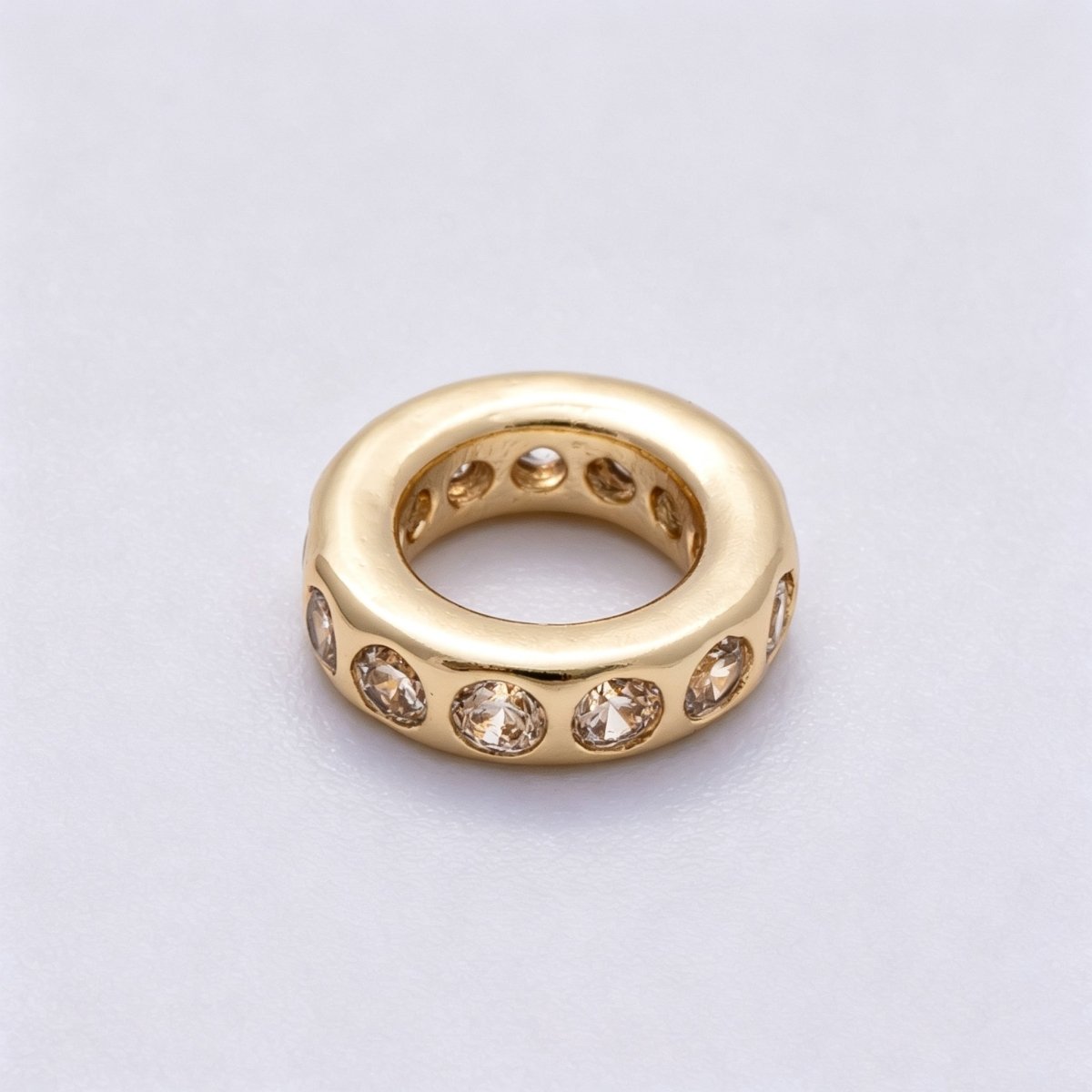 16K Gold Filled 10mm Personalized Round Dotted Birthstone CZ Rondelle Spacer Set | Beads-00248 ~ Beads-00259