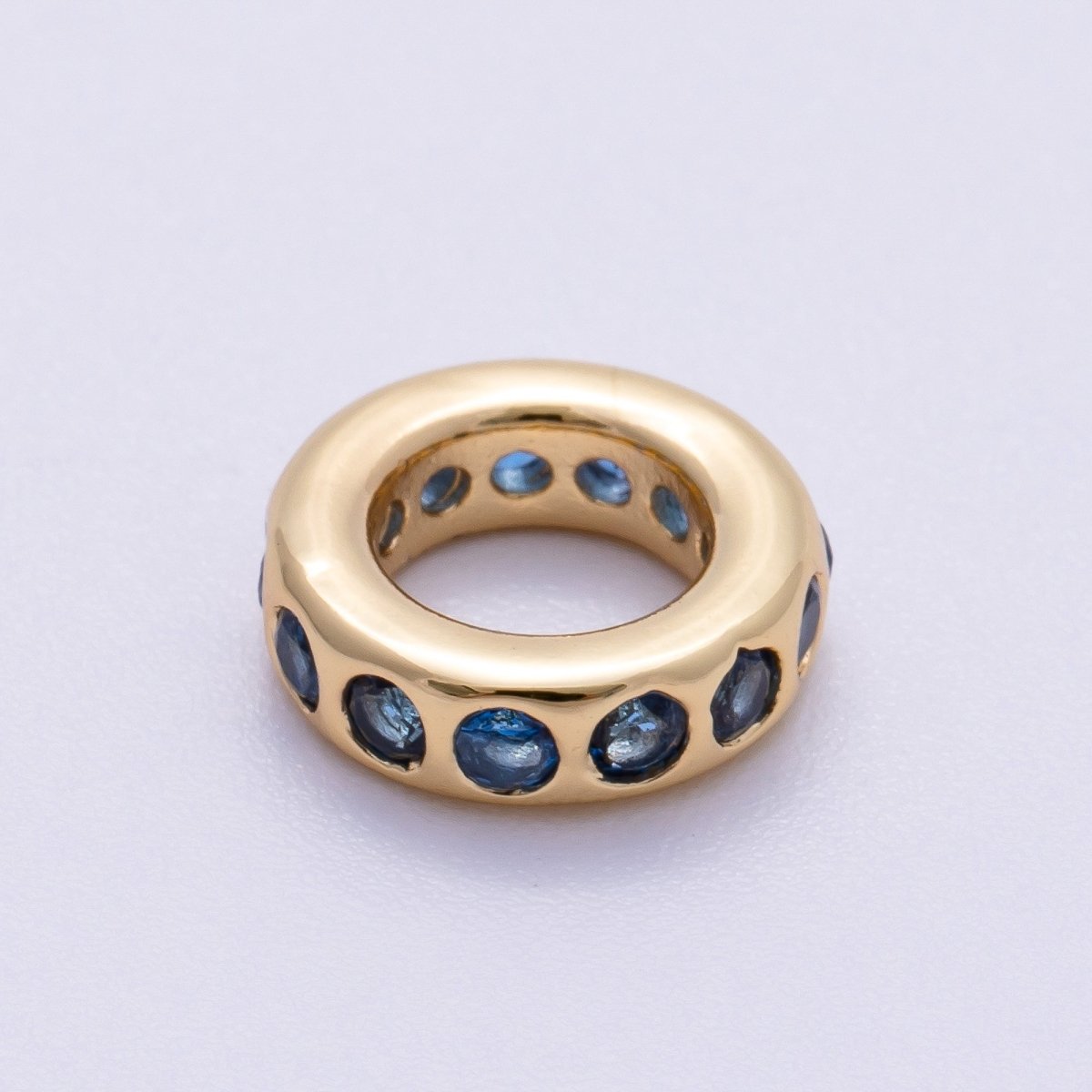 16K Gold Filled 10mm Personalized Round Dotted Birthstone CZ Rondelle Spacer Set | Beads-00248 ~ Beads-00259
