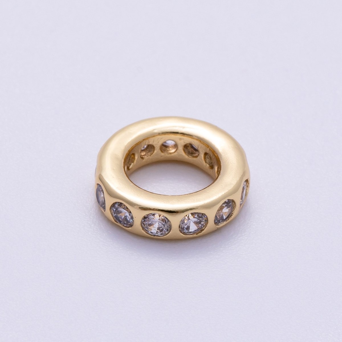 16K Gold Filled 10mm Personalized Round Dotted Birthstone CZ Rondelle Spacer Set | Beads-00248 ~ Beads-00259