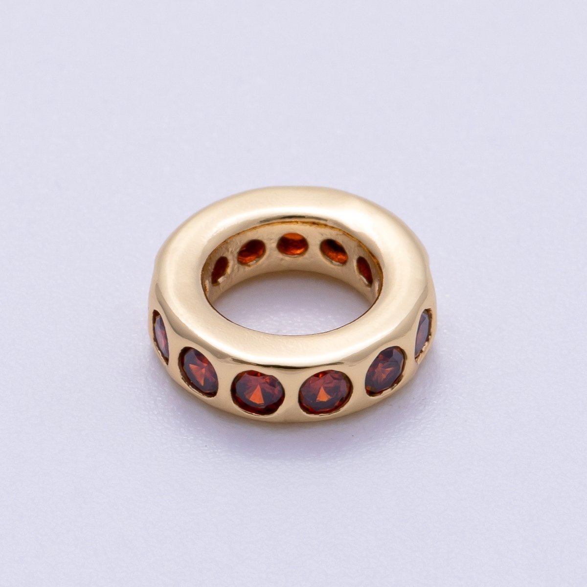 16K Gold Filled 10mm Personalized Round Dotted Birthstone CZ Rondelle Spacer Set | Beads-00248 ~ Beads-00259