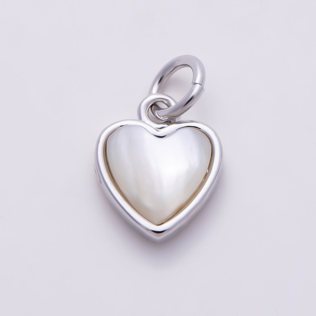 16K Gold Filled 10mm Shell Pearl Heart Bezel Mini Charm in Gold & Silver | Charms-00593 Charms-01519