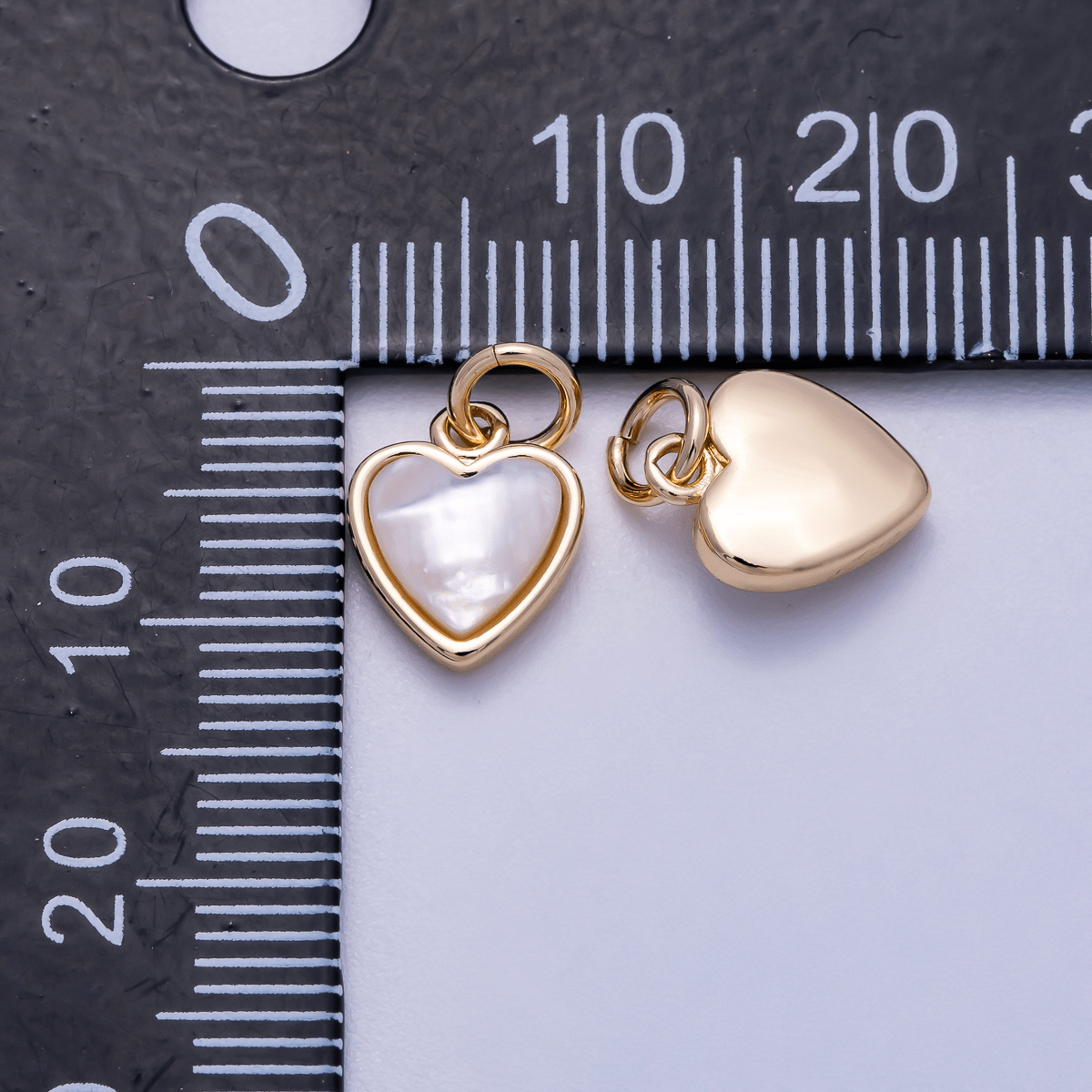 16K Gold Filled 10mm Shell Pearl Heart Bezel Mini Charm in Gold & Silver | Charms-00593 Charms-01519