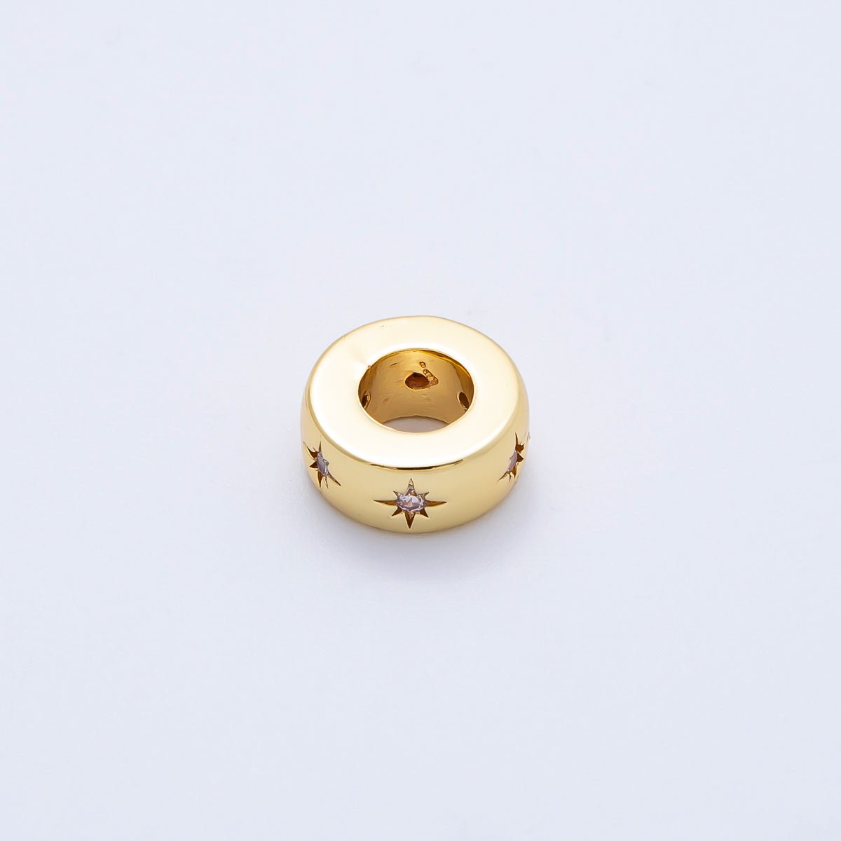 16K Gold Filled 11mm Clear Celestial Star CZ Rondelle Spacer Bead | Beads-00277