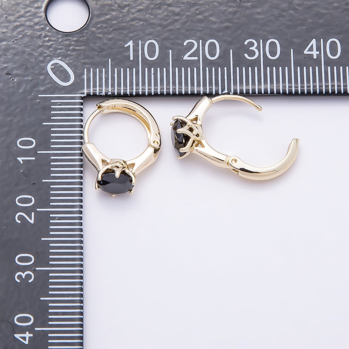 16K Gold Filled 12.5mm Pink, Red, Green, Purple, Blue, Black Round Solitaire CZ Cartilage Huggie Earrings | Earrings-00381 ~ Earrings-00386