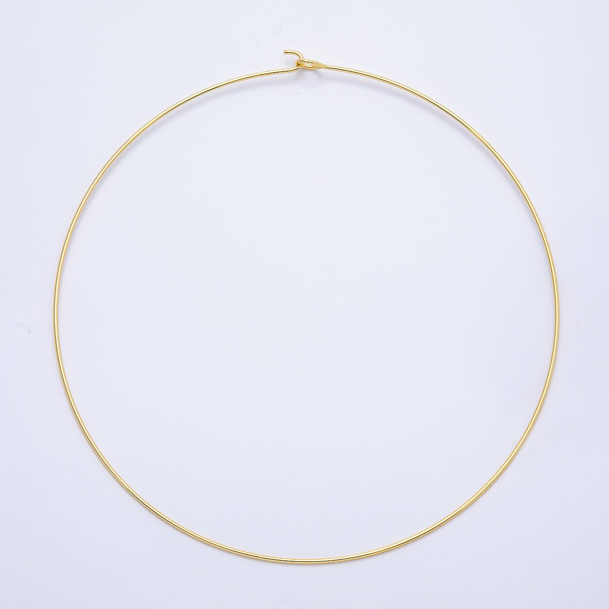 16K Gold Filled 1.2mm Minimalist Thin Torque Tube Floating Collar Necklace in Gold & Silver | WA-04444 WA-04445