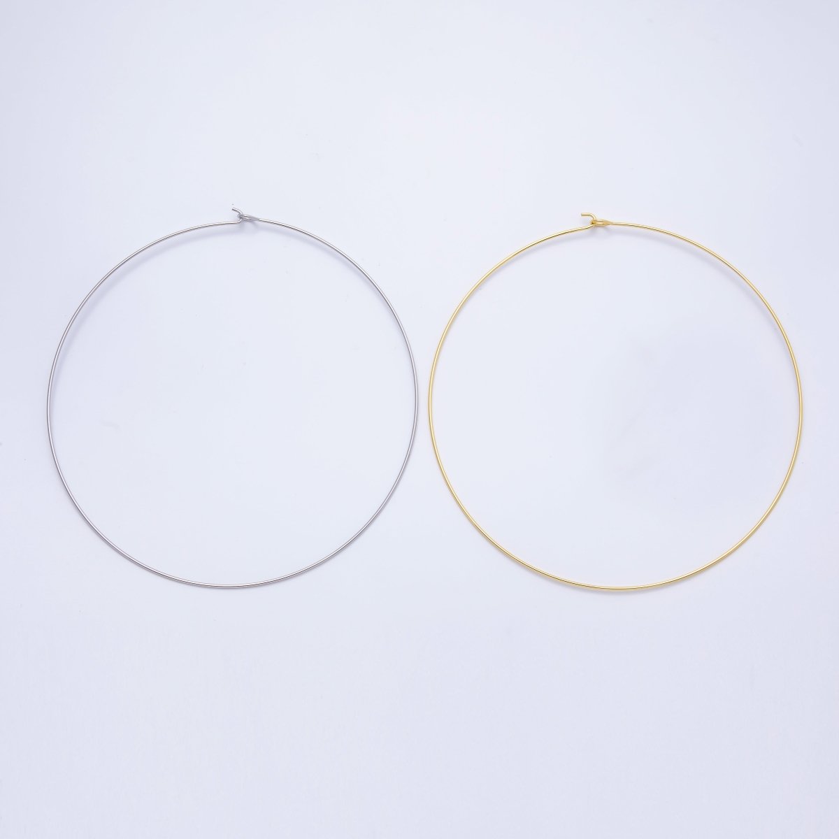 16K Gold Filled 1.2mm Minimalist Thin Torque Tube Floating Collar Necklace in Gold & Silver | WA-04444 WA-04445