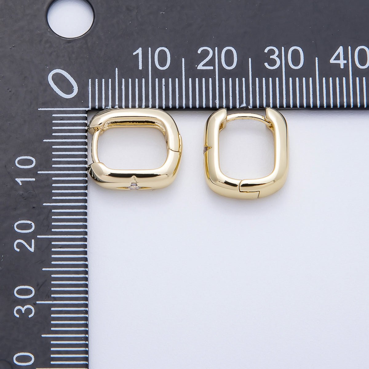 16K Gold Filled 14mm Clear CZ Celestial North Star Oblong Hoop Earrings | Earrings-00342