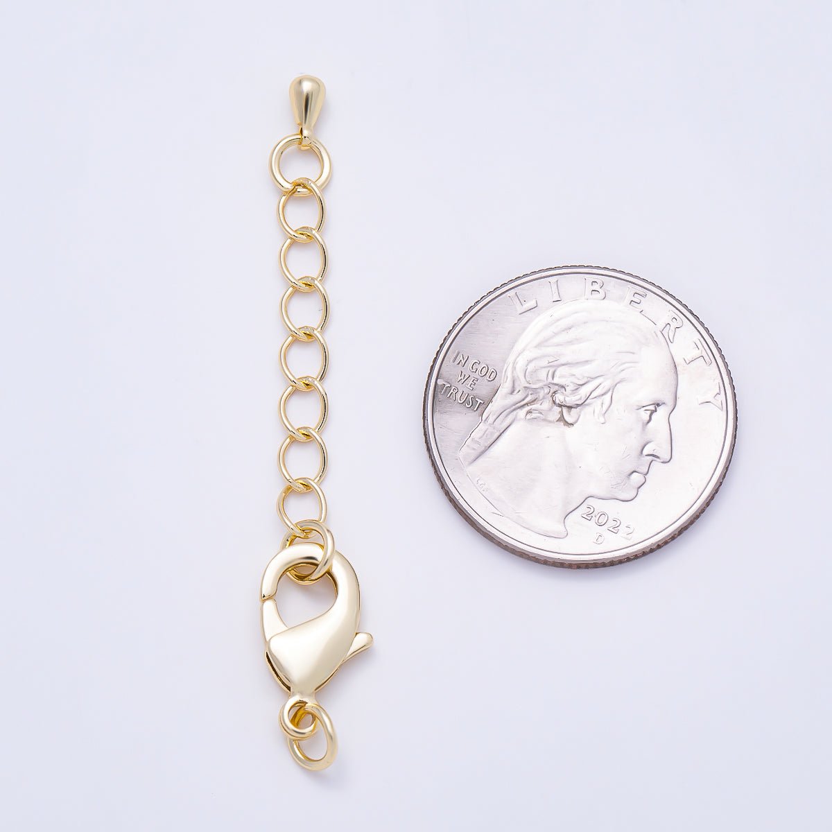 16K Gold Filled 15mm Minimalist Lobster Claw Clasps 1 Inch Teardrop Chain Extender | Findings-00495
