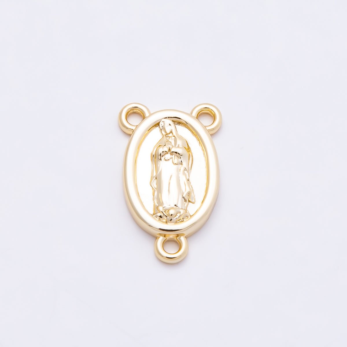 16K Gold Filled 15mm Virgin Mary Rosary Minimalist Triple Connector | connector-00030