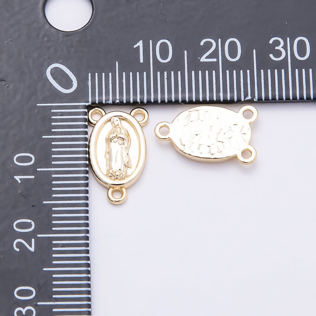 16K Gold Filled 15mm Virgin Mary Rosary Minimalist Triple Connector | connector-00030