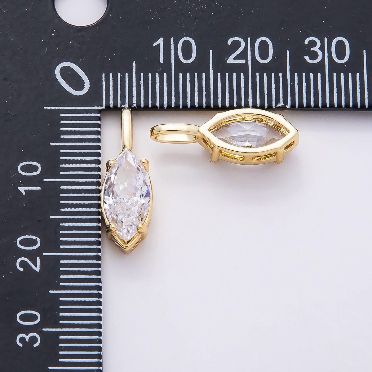 16K Gold Filled Clear Teardrop, Oval, Heart, Marquise, Square CZ Prongs Solitaire Pendant | Charms-00821 ~ Charms-00825