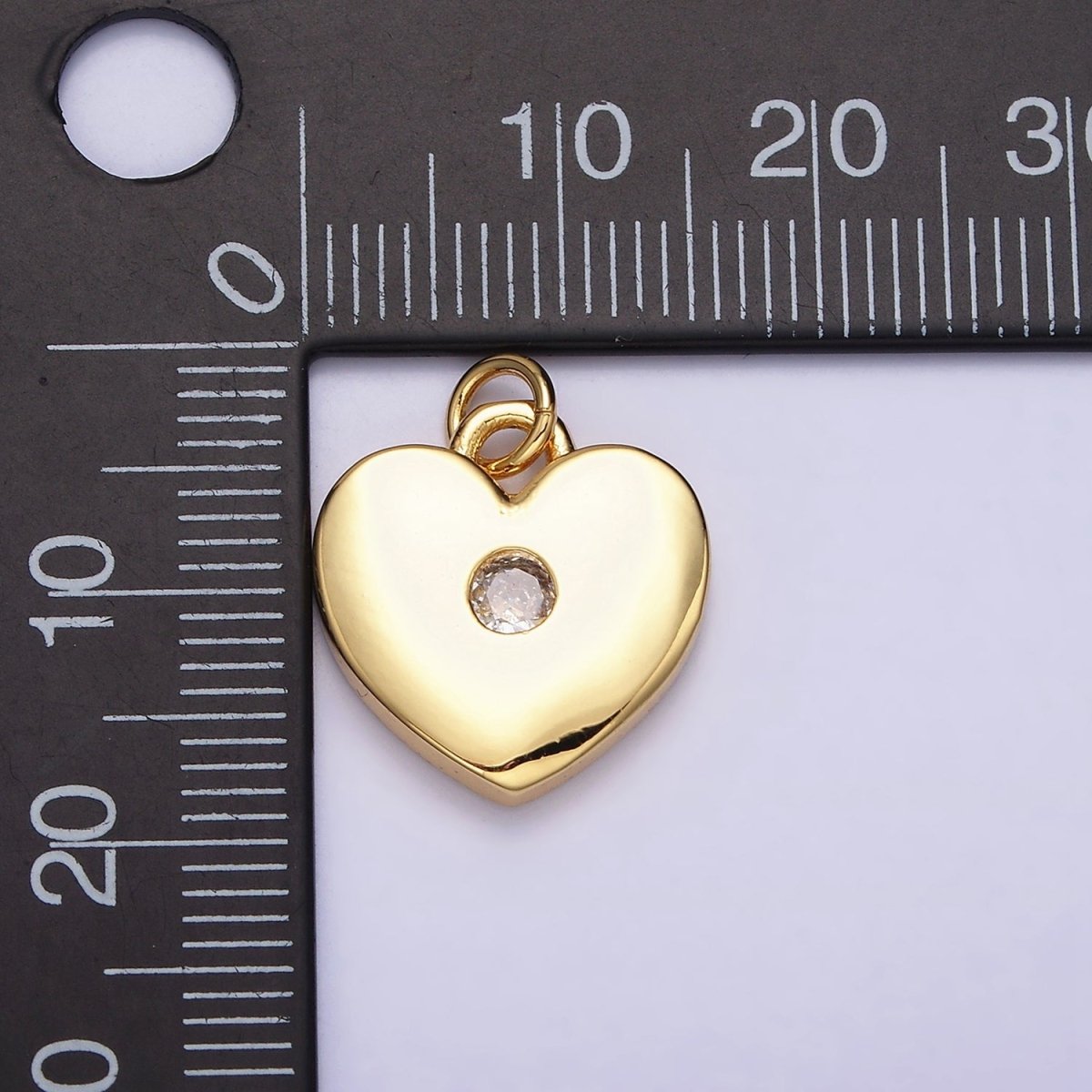 16K Gold Filled 19mm Mini Clear CZ Heart Add-On Charm | AC1169