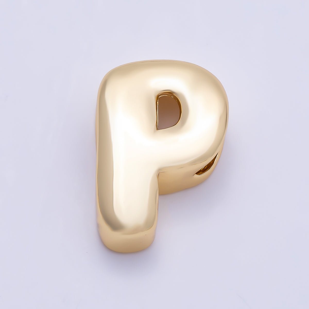 16K Gold Filled 20mm Minimalist Chubby Initial Letter A-Z Alphabet Personalized Bead | Beads-00414 ~ Beads-00439