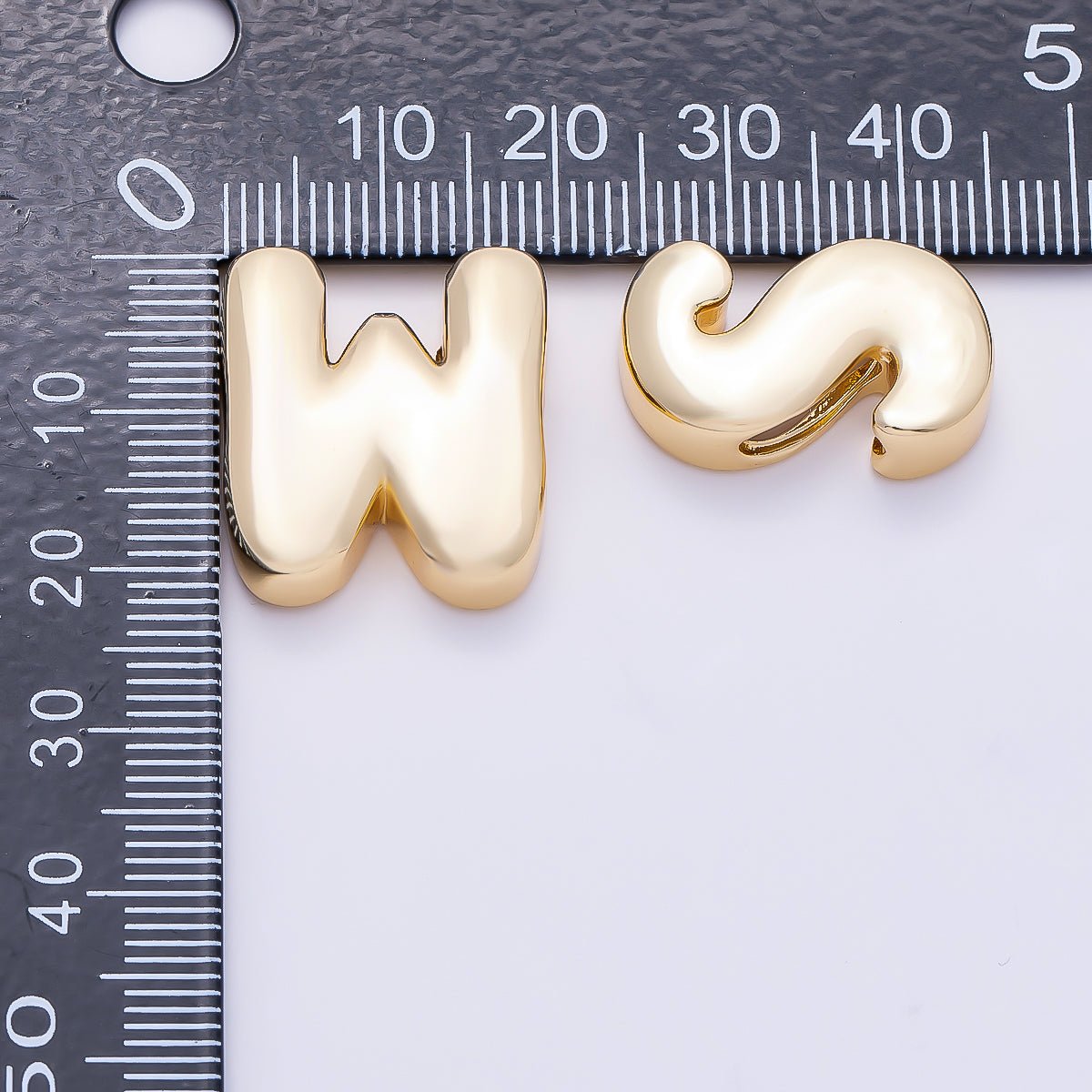 16K Gold Filled 20mm Minimalist Chubby Initial Letter A-Z Alphabet Personalized Bead | Beads-00414 ~ Beads-00439