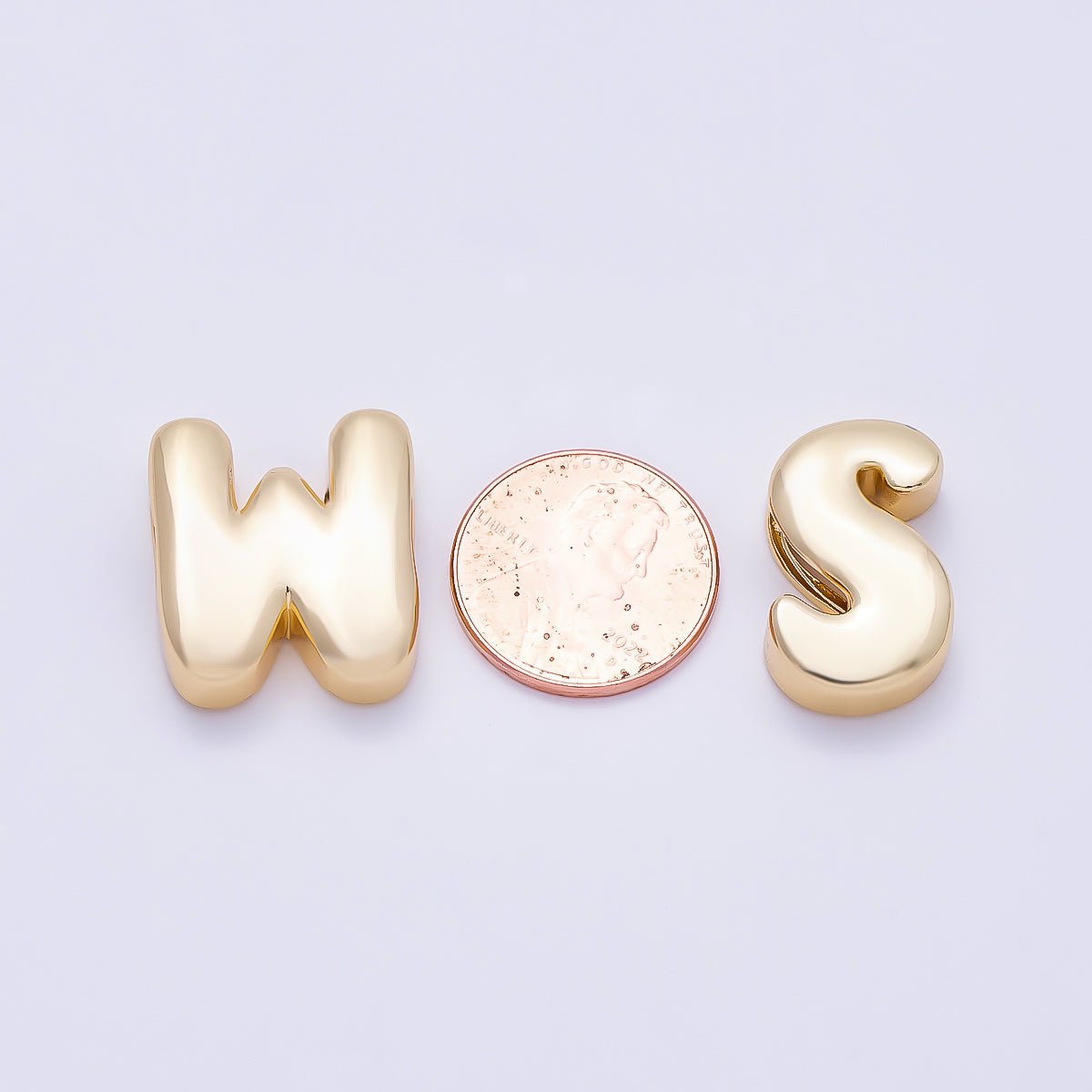 16K Gold Filled 20mm Minimalist Chubby Initial Letter A-Z Alphabet Personalized Bead | Beads-00414 ~ Beads-00439