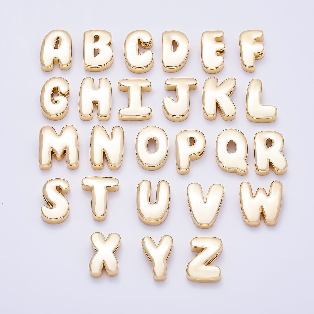 16K Gold Filled 20mm Minimalist Chubby Initial Letter A-Z Alphabet Personalized Bead | Beads-00414 ~ Beads-00439
