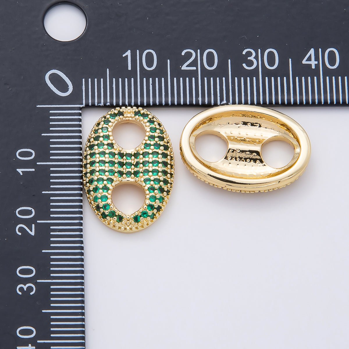 16K Gold Filled 20mm x 15mm Birthstone Micro Paved CZ Anchor Mariner Link | Findings-00343 ~ Findings-00354