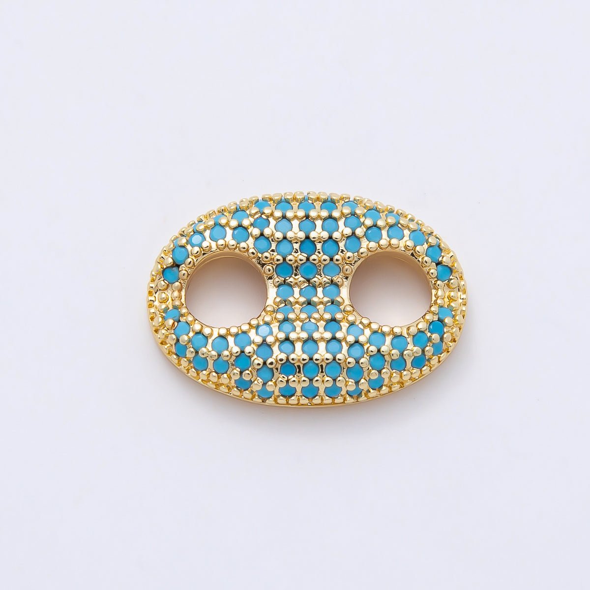 16K Gold Filled 20mm x 15mm Birthstone Micro Paved CZ Anchor Mariner Link | Findings-00343 ~ Findings-00354