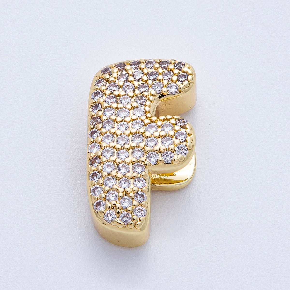 16K Gold Filled 21mm Chubby Micro Paved CZ Initial Letter A-Z Alphabet Personalized Bead for Cord Jewelry | Beads-00167 - Beads-00192