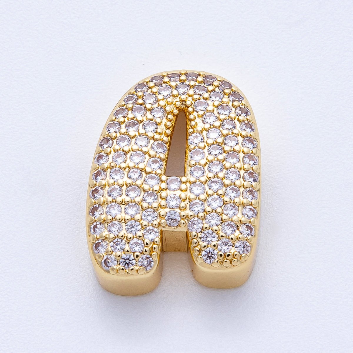 16K Gold Filled 21mm Chubby Micro Paved CZ Initial Letter A-Z Alphabet Personalized Bead for Cord Jewelry | Beads-00167 - Beads-00192