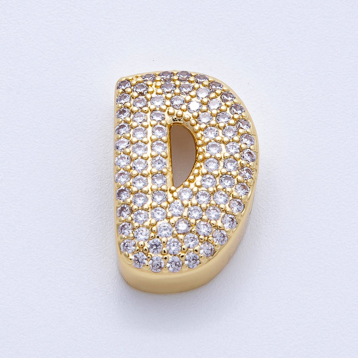 16K Gold Filled 21mm Chubby Micro Paved CZ Initial Letter A-Z Alphabet Personalized Bead for Cord Jewelry | Beads-00167 - Beads-00192