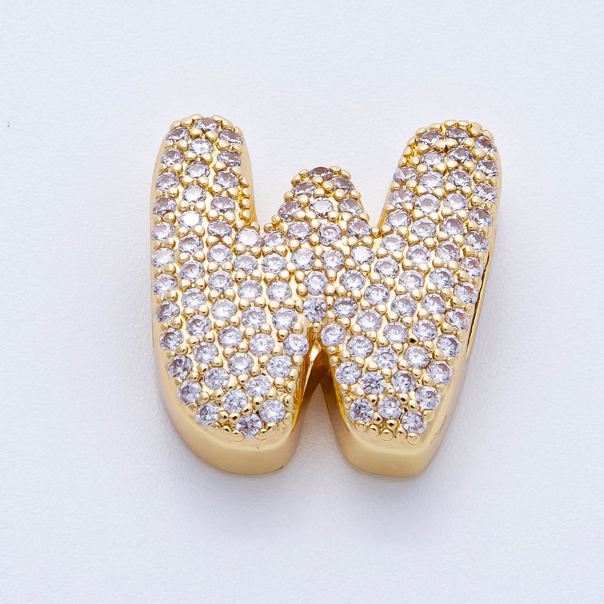 16K Gold Filled 21mm Chubby Micro Paved CZ Initial Letter A-Z Alphabet Personalized Bead for Cord Jewelry | Beads-00167 - Beads-00192