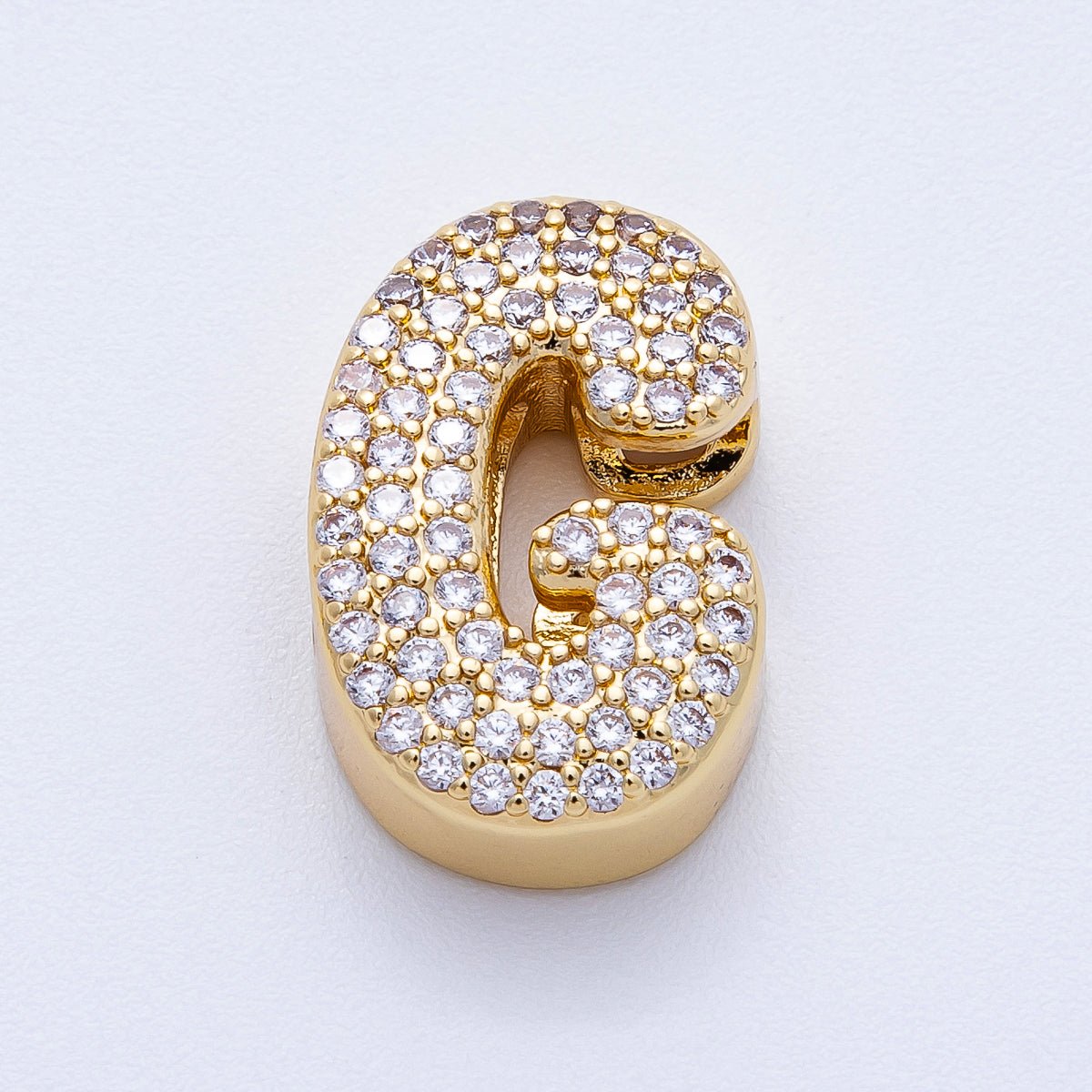 16K Gold Filled 21mm Chubby Micro Paved CZ Initial Letter A-Z Alphabet Personalized Bead for Cord Jewelry | Beads-00167 - Beads-00192