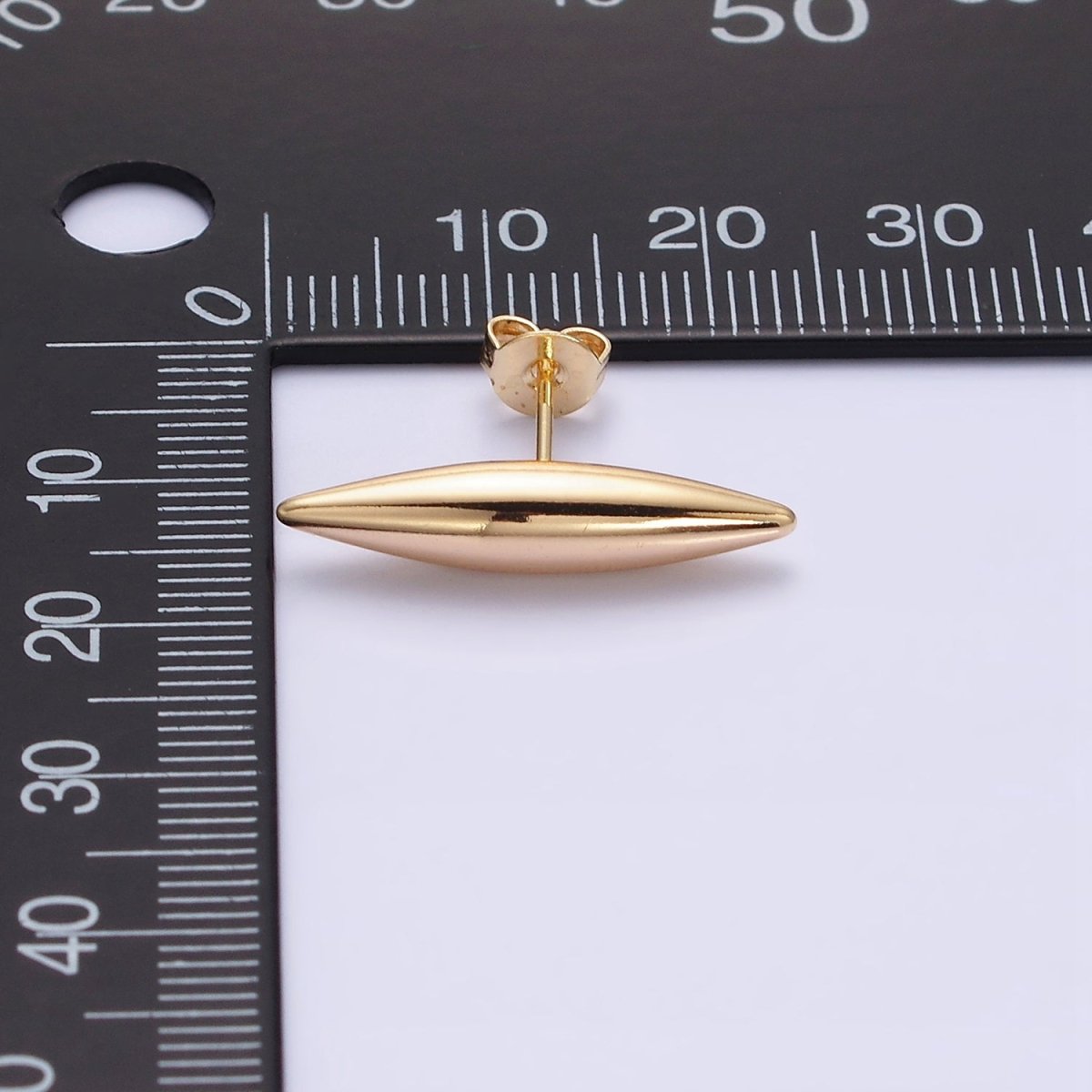 16K Gold Filled 22.5mm Sphere Geometric Bar Stud Earrings | AD-423