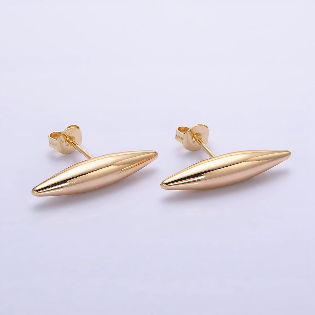 16K Gold Filled 22.5mm Sphere Geometric Bar Stud Earrings | AD-423