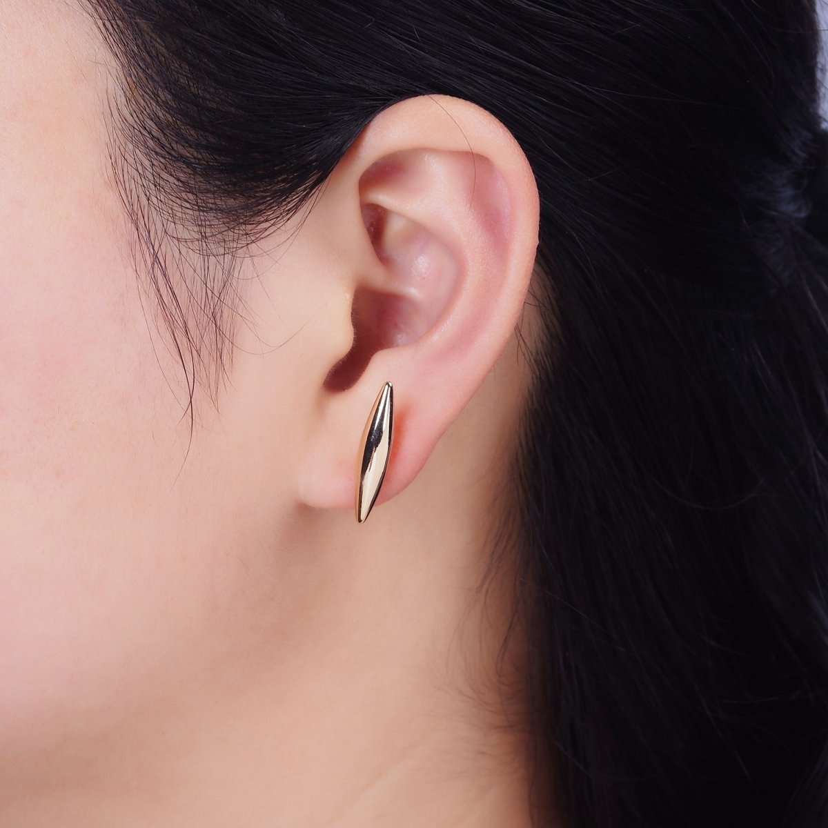 16K Gold Filled 22.5mm Sphere Geometric Bar Stud Earrings | AD-423
