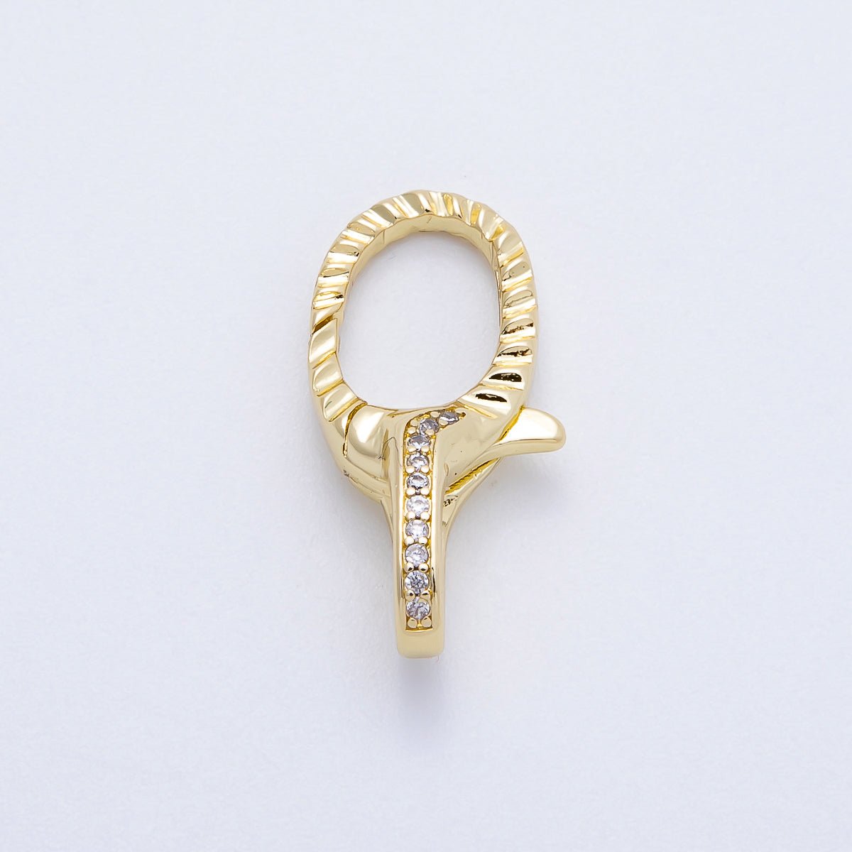 16K Gold Filled 23mm Micro Paved CZ Textured Lobster Claw Clasps in Silver & Gold | Findings-00160 Findings-00163