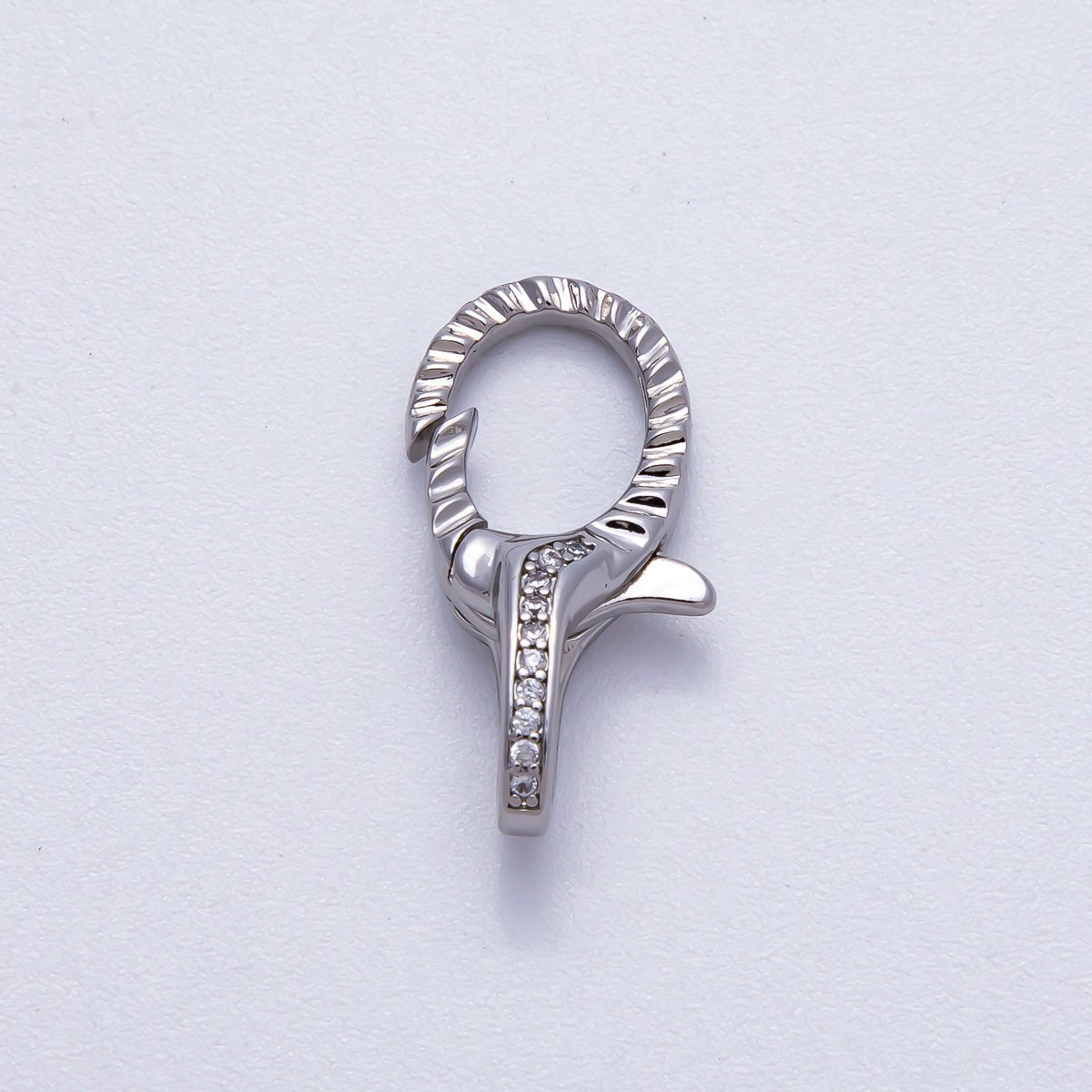 16K Gold Filled 23mm Micro Paved CZ Textured Lobster Claw Clasps in Silver & Gold | Findings-00160 Findings-00163