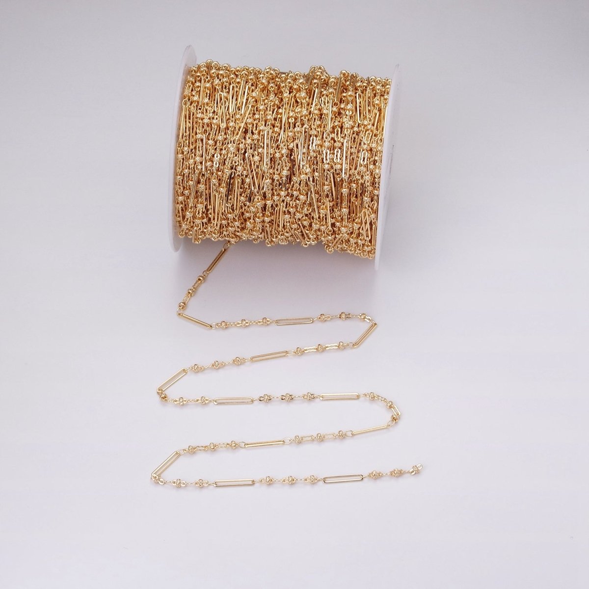 16K Gold Filled 2.5mm Designed Triple Satellite Rhondele Paperclip Link Unfinished Chain in Gold & Silver | ROLL-1331 ROLL-1332 Clearance Pricing