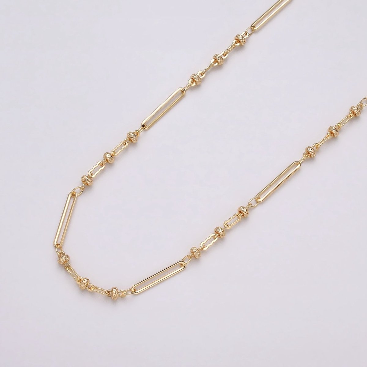 16K Gold Filled 2.5mm Designed Triple Satellite Rhondele Paperclip Link Unfinished Chain in Gold & Silver | ROLL-1331 ROLL-1332 Clearance Pricing
